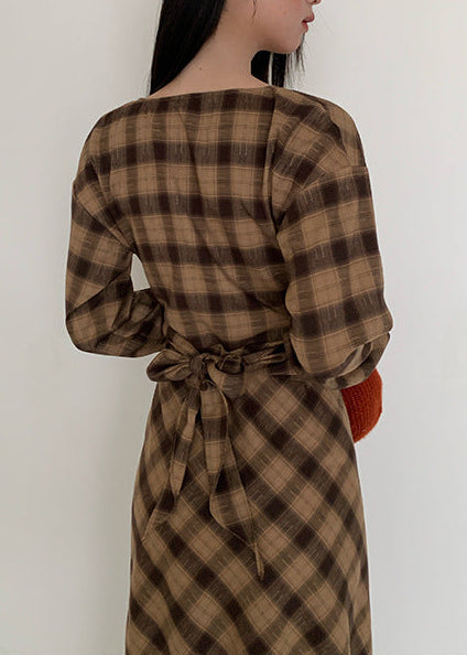 チェックラップロングワンピース