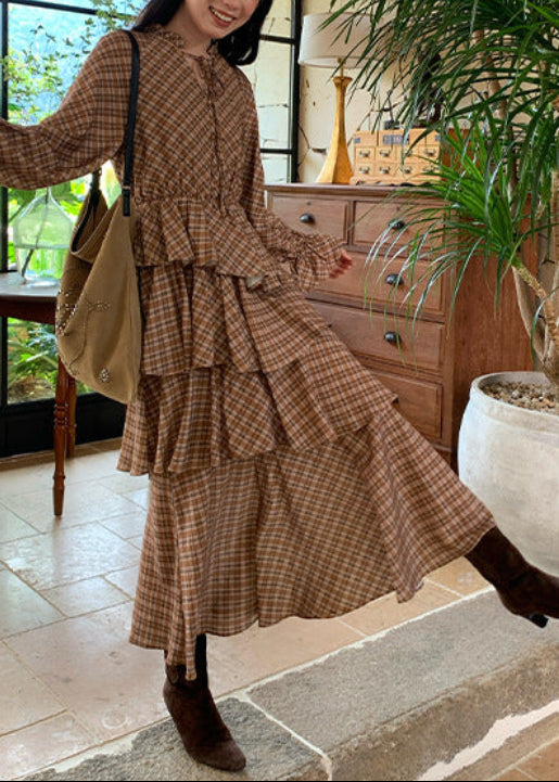 チェック柄アシンメトリーワンピース