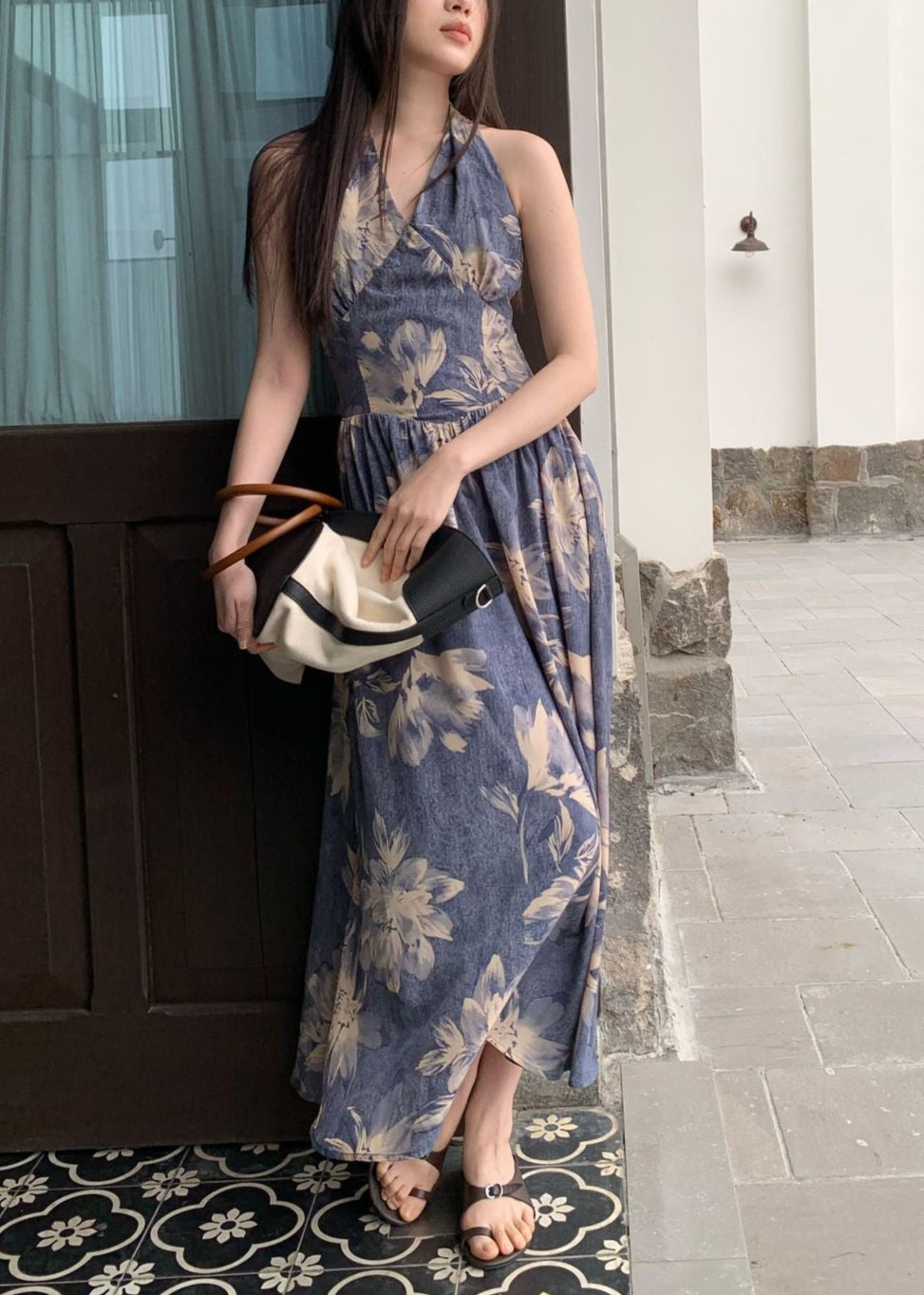 フラワープリントマキシワンピース