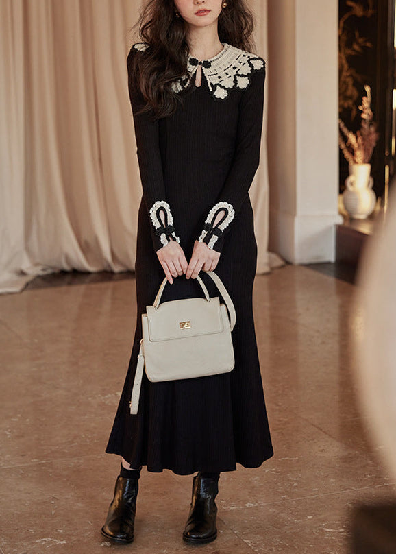 フローラルロングニットワンピース