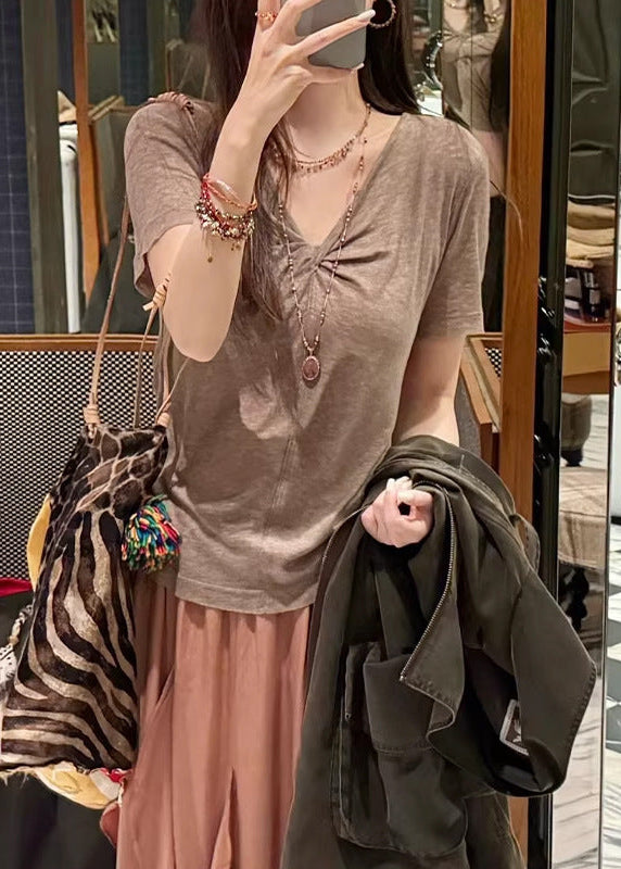 ツイストVネックシンプルトップス