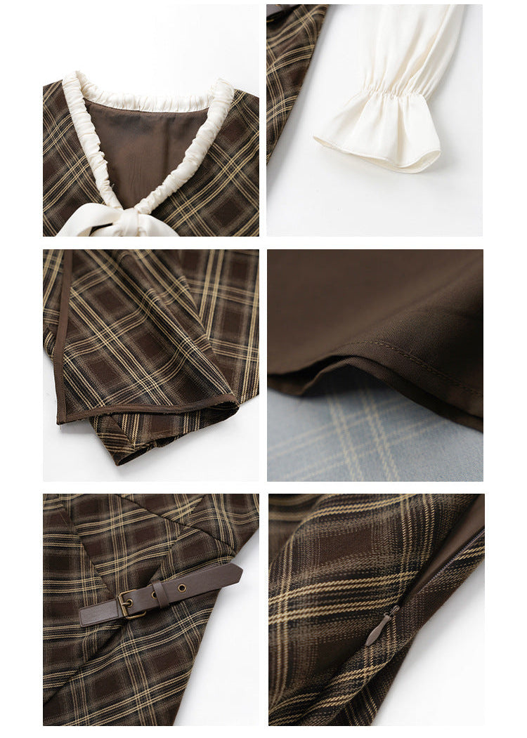 クラシックチェックリボンワンピース