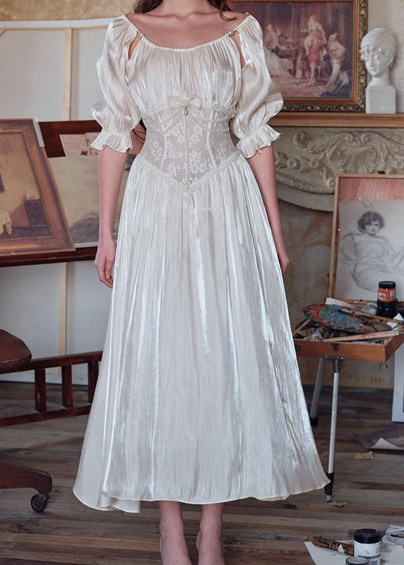 コルセット風ロングワンピース