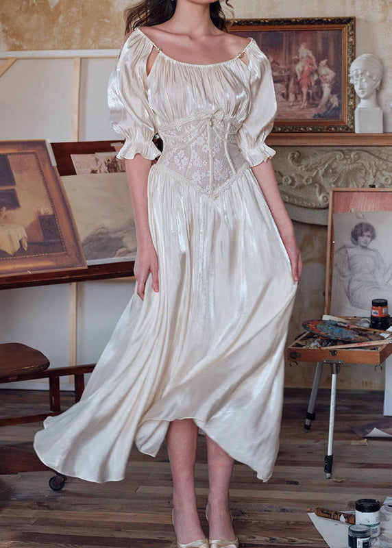 コルセット風ロングワンピース