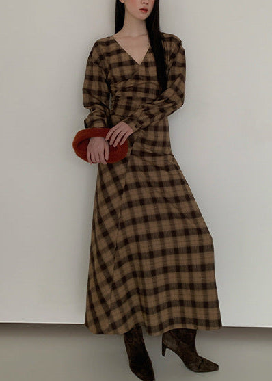 チェックラップロングワンピース