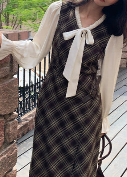 クラシックチェックリボンワンピース