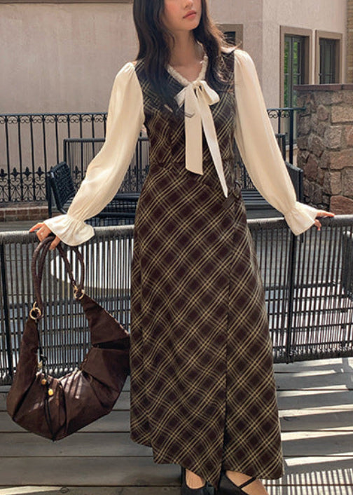 クラシックチェックリボンワンピース