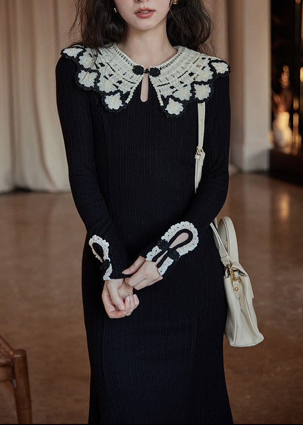 フローラルロングニットワンピース