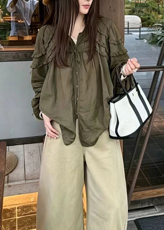 フェミニンフリルスリーブギャザーブラウス