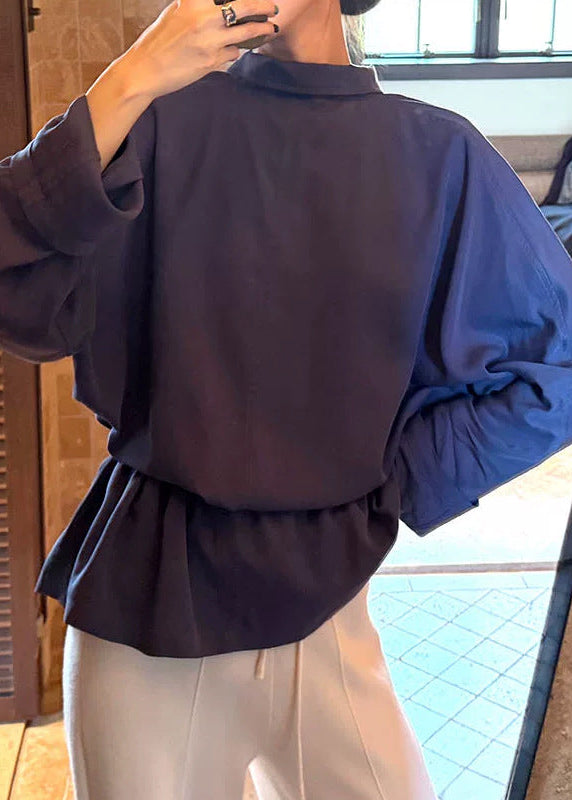 アシンメトリードレープペプラムブラウス