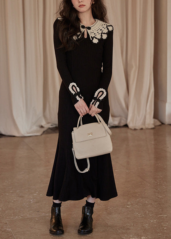 フローラルロングニットワンピース