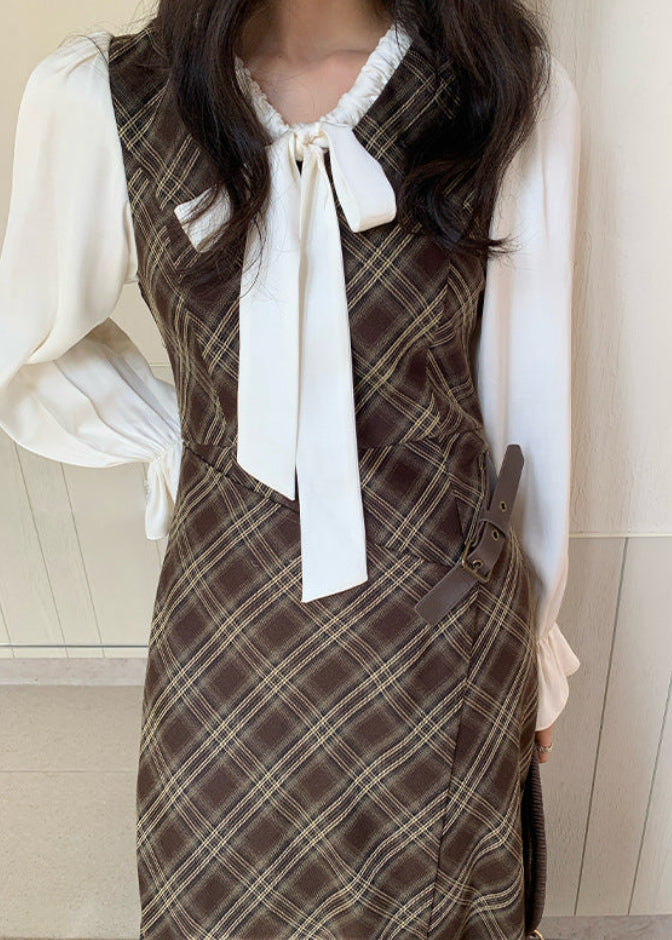 クラシックチェックリボンワンピース