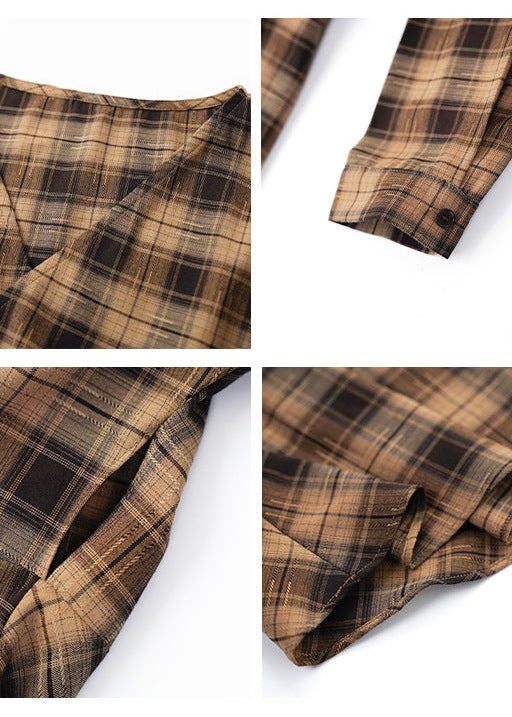 チェックラップロングワンピース