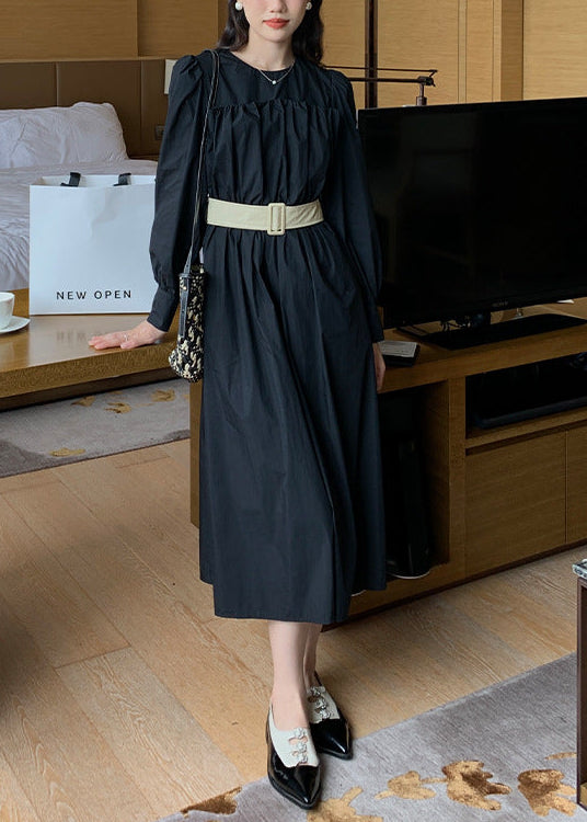 ギャザーウェストベルト付きワンピース