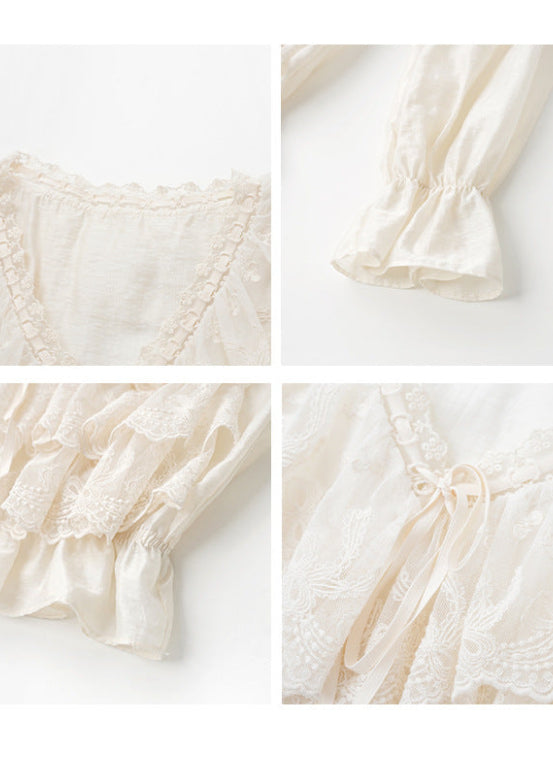 Vネックフリンジブラウス