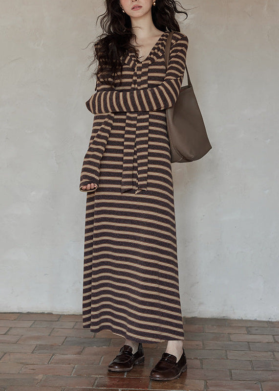 ボーダーニットロングワンピース