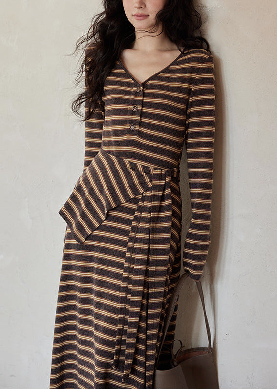 ボーダーニットロングワンピース