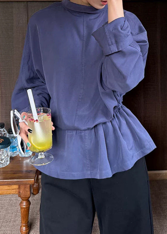 アシンメトリードレープペプラムブラウス