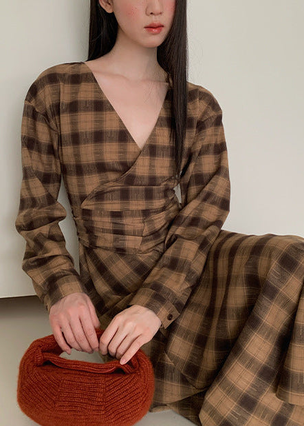 チェックラップロングワンピース