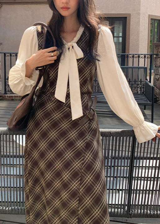 クラシックチェックリボンワンピース