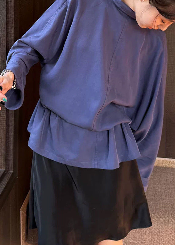 アシンメトリードレープペプラムブラウス