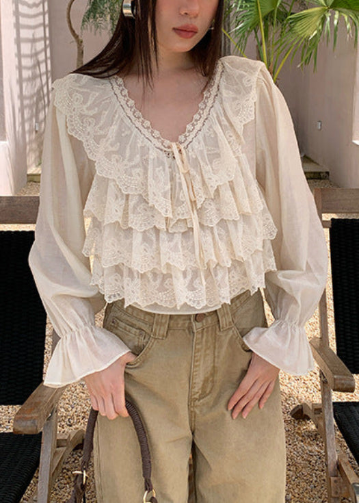 Vネックフリンジブラウス