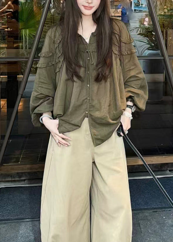 フェミニンフリルスリーブギャザーブラウス